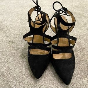 Chinese Laundry Black Strap Heels with Lace Back